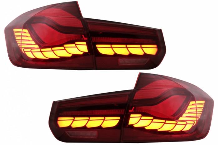 Stopuri OLED BMW Seria 3 F30 (2011-2019) F35 F80 Rosu Clar M4 Design cu Semnal Dinamic Secvential Performance AutoTuning