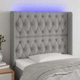 Gossi tablie de pat cu led, gri deschis, 93x16x118/128 cm, textil