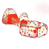 Cort de joaca 3 in 1 pentru copii, portocaliu, cort tunel si tarc