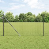 VidaXL Gard Euro cu 7 posturi cu v&acirc;rf 1.2x10 m din oțel galvanizat gri