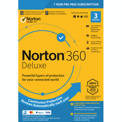 Licenta 2024 pentru Norton 360 Deluxe - 1-AN / 3-Dispozitive - USA/CANada foto