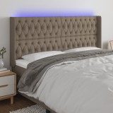 VidaXL Tăblie de pat cu LED, gri taupe, 183x16x118/128 cm, textil