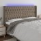 vidaXL Tăblie de pat cu LED, gri taupe, 183x16x118/128 cm, textil 3124402