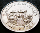 Moneda exotica 10 PENCE - JERSEY, anul 1992 * cod 474