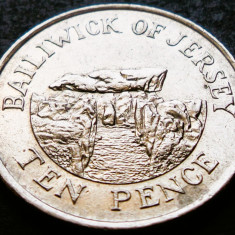 Moneda exotica 10 PENCE - JERSEY, anul 1992 * cod 474