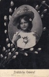 Carte postala de Paste cu urarea Frohliche Ostern (circulata 1906)