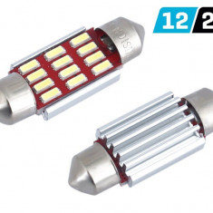 Bec Vision Festoon Sv8.5 36mm 12/24v 12x 4014 Smd Led, Canbus, Alb, 2 Buc 58374