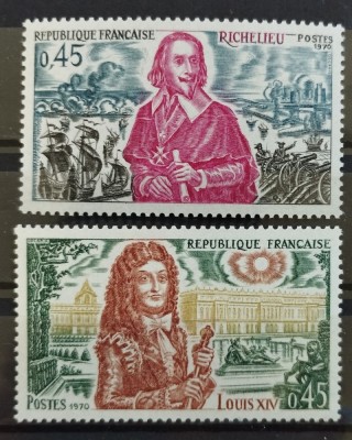 BC613, Franta, lot 9 serii personalitati-Louis al XIV-lea, Richelieu,de Gaulle etc(5 poze) foto