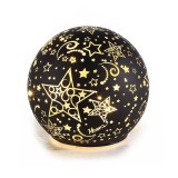Sfera decorativa sticla neagra aurie cu led Craciun III 10x9 cm