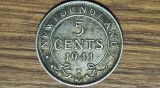 Cumpara ieftin Newfoundland provincie Canada - bijuterie argint sterling - 5 cents 1941 C/ Ottawa - George VI - raruta, tiraj 612k