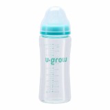 Biberon de sticla 260 ml+2 tetine extra, U-Grow