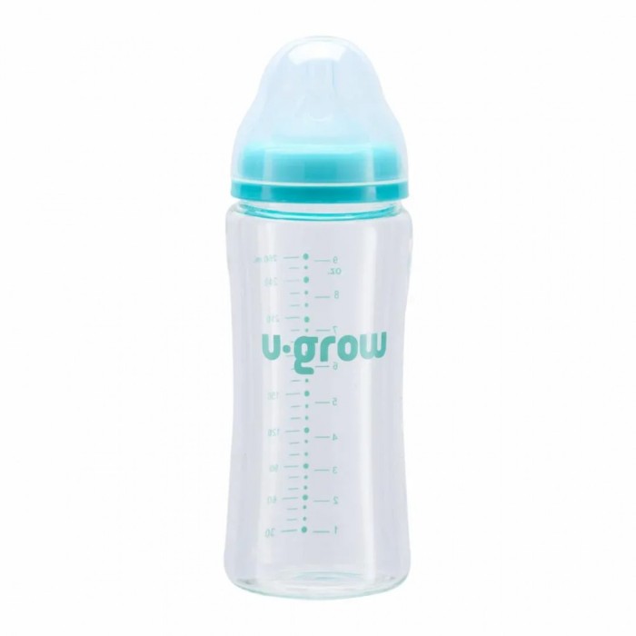 Biberon de sticla 260 ml+2 tetine extra, U-Grow