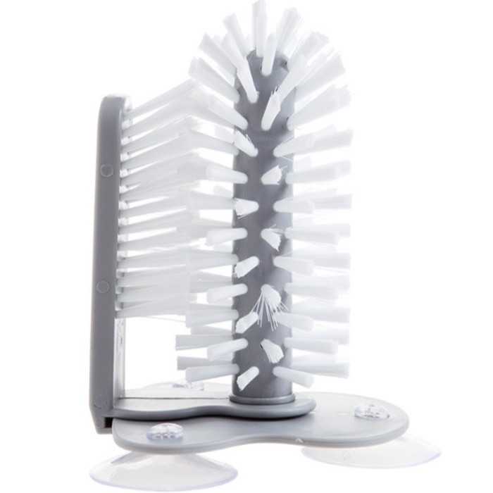 Perie de curatat pahare, Ventuze, PVC/Policarbonat, Gri