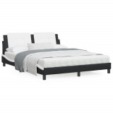 VidaXL Cadru de pat cu tăblie, negru/alb, 160x200 cm, piele ecologică