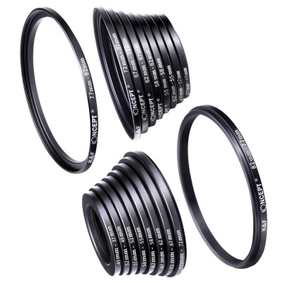 Kit Adaptoare Filet Step Down K&amp;amp;F Concept 18 Pieces Filter Ring Adapter Camera Lens foto