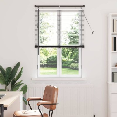 vidaXL Jaluzea pentru Fereastră cu perdele Manual Negru Aluminiu 42006145 foto