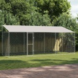 vidaXL Cușcă pentru c&acirc;ine Argintiu 600 x 200 x 256 cm Oțel Galvanizat 3368302