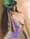 Billie Jean - Portret erotic feminin pop art, grafica in pastel cu lac protector, arta erotica 27 x 35 cm, certificat de autenticitate