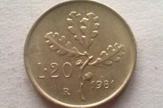 MONEDA 20 LIRE 1981-ITALIA foto