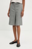 Answear Lab pantaloni scurti femei, culoarea gri, neted, high waist