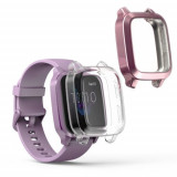 Set 2 huse pentru Garmin Venu Sq/Venu Sq Music, Kwmobile, Transparent/Roz, Silicon, 57775.03