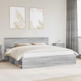 vidaXL Cadru de pat Gri Sonoma 200 x 200 cm Lemn de pin masiv 3410560
