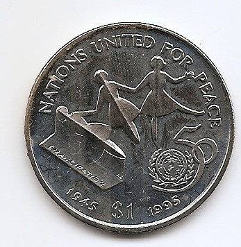 Liberia 1 Dollar 1995 - (ONU) Cupru-nichel, 38.6 mm KM-412 aUNC foto