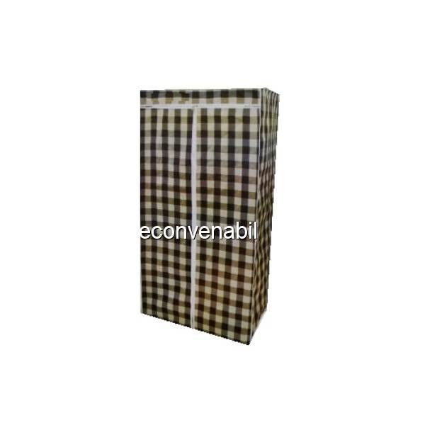 Sifonier portabil din Material Textil Carouri 75x45x160cm Sifonier portabil din Material Textil Carouri 75x45x160cm