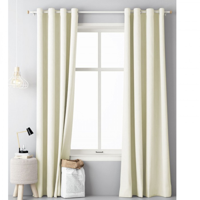 Draperie opaca cu inele Jemidi, 140 x 250 cm, Crem, Poliester, 55309.16