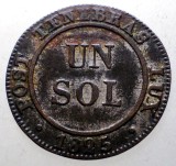 Moneda Geneva 1 Sol 1825, Elvetia Canton, Billon 0.95g, KM#120