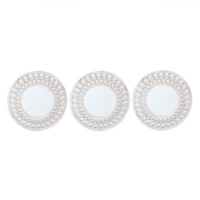 Set Oglinzi Perete, Rotunde, Ramă Plastic, Alb Auriu, 25x1cm, 3 Bucăți foto