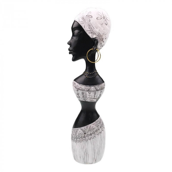 Statueta decorativa, Femeie Africana, Alb, 36 cm, 1172HG-1