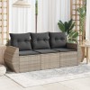 Gossi set canapele de gradina cu perne, 3 piese gri deschis poliratan
