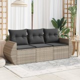 Gossi set canapele de gradina cu perne, 3 piese gri deschis poliratan