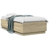 VidaXL Cadru de pat, stejar sonoma, 75x190 cm, lemn prelucrat