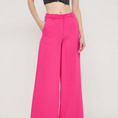 Silvian Heach pantaloni femei, culoarea roz, lat, high waist