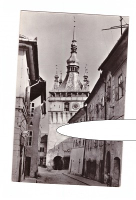 CP Sighisoara - Turnul ceasului, RPR, circulata 1963, stare excelenta foto