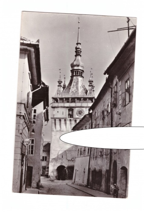 CP Sighisoara - Turnul ceasului, RPR, circulata 1963, stare excelenta
