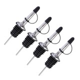 Cumpara ieftin Set 4 dozatoare negre cu capac 10.5 cm, diametru 2.5 cm, picuratoare din inox cu etansare din silicon pentru sticle standard