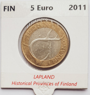 2252 Finlanda 5 euro 2011 C: Historical Provinces Series - Lapland km 170 foto