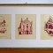 Schite arhitectura - tablou triptic litografii originale cu passepartout 54 x 27 cm