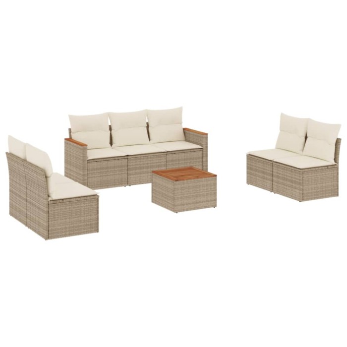 Set canapele de gradina, 8 piese, cu perne, bej, poliratan