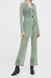 R&eacute;sum&eacute; pantaloni femei, culoarea verde, lat, high waist