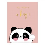 Caiet Dictando A5, Model Panda, Culoare Roz, 60 File