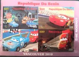 Benin 2009 olimpiada Vancouver 2010 Londra 2012 desene, masini, bloc mnh