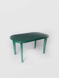 Masa fixa pentru gradina STERK din plastic, ovala, verde, 6 persoane, 140 x 70 x 70 cm