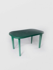 Masa fixa pentru gradina STERK din plastic, ovala, verde, 6 persoane, 140 x 70 x 70 cm foto