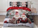 Cumpara ieftin Lenjerie Pat De Craciun Prancer Cr012, Bumbac, 6 Piese, Fara Elastic, Imprimeu