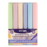 Markere acrilice Strigo , 6 culori pastelate, varf pensula