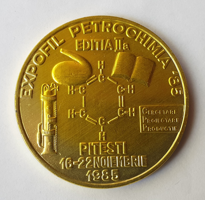 Pitesti Expofil Petrochimia Combinatul Petrochimic, placheta Medalie anul 1985